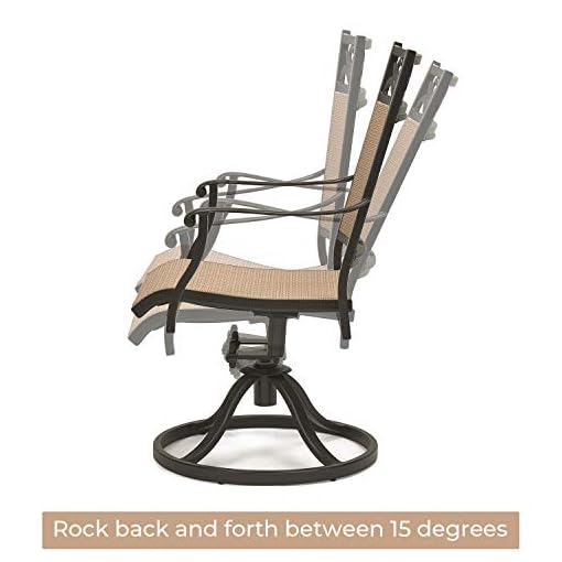 Laurel Canyon Outdoor Dining Set 7 Piece Cast Aluminum Furniture 6 Patio Swivel Chairs 36 X 60 Rectangular Table With 1 97 Umbrella Hole For Yard Garden Deck Dark Brown