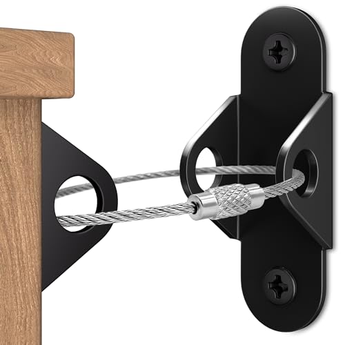 Booda Brand Furniture Anchors for Baby Proofing, Anti Tip Furniture Wall Anchors, Metal Earthquake Straps, Cabinet to Wall, Dresser Wall Safety Anchor for Child Safety (Black, 2 Pack)