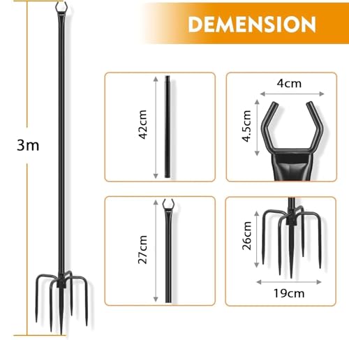 gresonic Patio Lighting Pole - 2 Packs 3M Outdoor Steel Lighting Pole for Outdoor Garden Backyard Decoration (2 Pack)