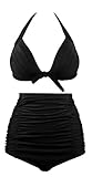 Angerella Vintage Ruched High Waisted Bathing Suit Bikini(FBA)