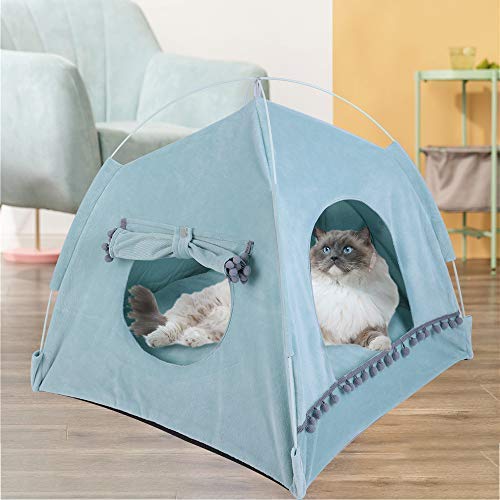 Pet Tent Cave Bed for Cat Small Dog, 19x19x19 in, with Removable