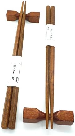 Blackcover 2 Pairs Handmade Japanese Natural Chestnut Wood Chopsticks Set Value Gift (2 X Pure Brown)