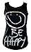 MyMixTrendz - Womens 'Be Happy' Smiley Face Vest Top T-Shirt