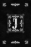 Scandinavian Design Floral Monogram Daily Journal Notebook - Letter J: Decorative Letter on Black Le by Spring Hill Stationery