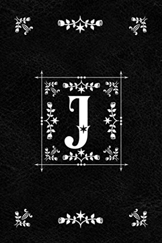 Scandinavian Design Floral Monogram Daily Journal Notebook - Letter J: Decorative Letter on Black Le by Spring Hill Stationery