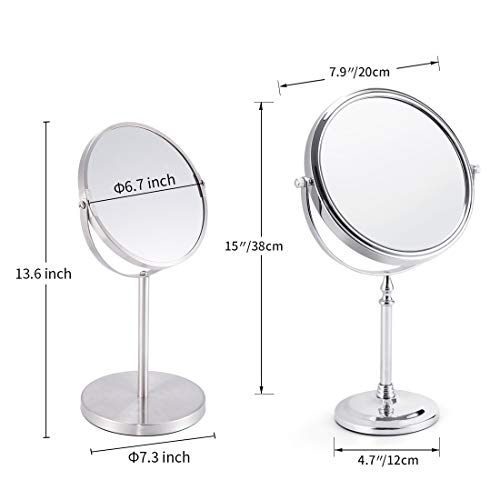 Makeup Vanity 10X Magnifying Mirror 8 Inch Tabletop Double Side 360 Degree Magnification Swivel Desktop Standing Mirror for Bedroom Bathroom Traveling