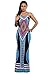 Moxeay Women Sexy Bohemian Floral Print Spaghetti Strap Backless Long Maxi Dress (Small, Blue)