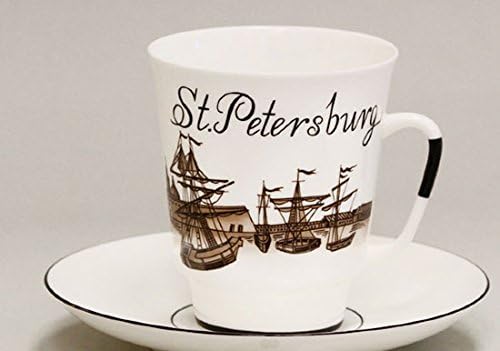 Teacup and Saucer Porcelain Set "Farewell, Saint Petersburg! Harbor "