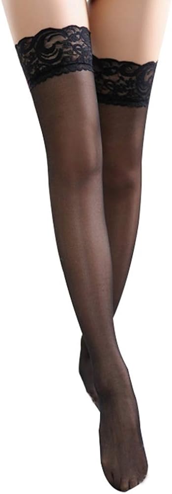 RuoFeng Lovable Sexy Long Tube Silk Stockings 8cm 2 Pairs (Black) at  Women’s Clothing store