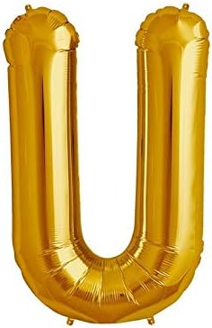 Shopperskart golden 16 inches alphabets letters U shape large big foil helium balloons for party decorations in happy birthday anniversary theme baby shower welcome baby newborn babies festival
