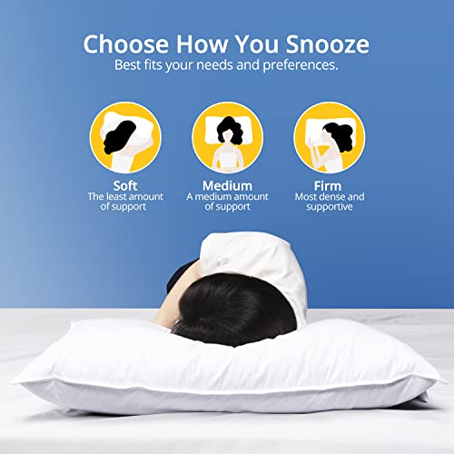 WarmKiss Down Pillow King Size Set of 2, Feather Pillows for Sleeping, Soft & Supportive, Four