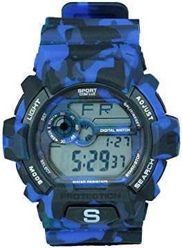 FODONG Mens Digital Sport Watch Water Resistant Sports Watch Multifunction Fashion Electronic Wristwatches with Luminous Alarm Stopwatch Blue