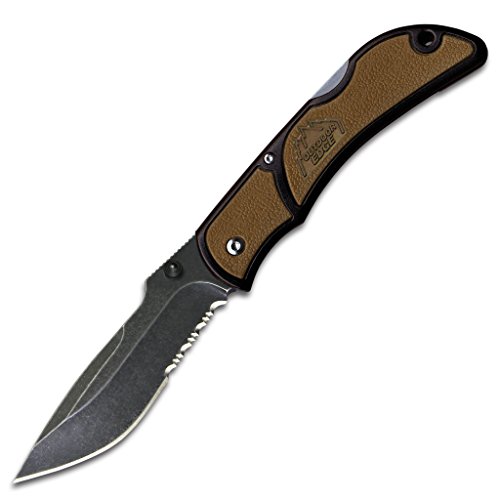 Outdoor Edge CHC-33S Chasm Folding Knife -- Brown Handle 3.3-inch 50-Percent Serrated Edge Blade