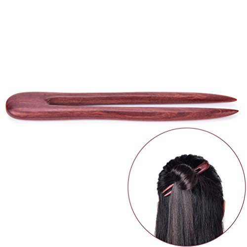 1 Pcs Handmade Carved Wood 2-Prong Hair Fork Vintage Style Hair Stick Wooden Hairpin by Team-Management