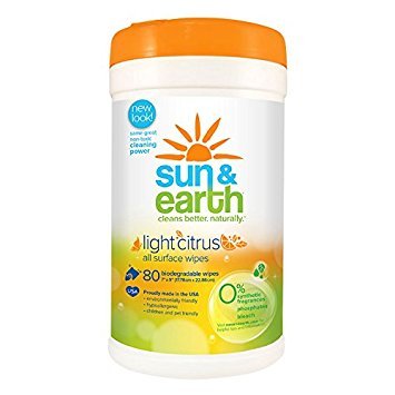 Compostable Cleaning Wipes - Natural All-Purpose Multi Surface Wipes - Light Citrus Scent - 80 Count