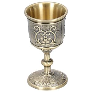 Mini Copa de latón vintage, grabado en metal hecho a mano con patrón de flores, copas de vino, copa en relieve con cáliz real del rey para vino Whisky Ollecting Adornos Artículos para fiestas(S)