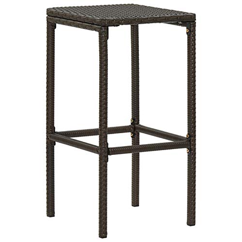 Tidyard 3 STK. Barhocker, Barstuhl mit Sitzpolster, für Hausbar Garten, Gartenstuhl PE-Rattan, Stahl, Braun & Cremeweiß – Bild 5