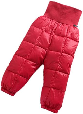 Winter Warm Baby Down Pants High Waist Children Trousers (3T, Red)