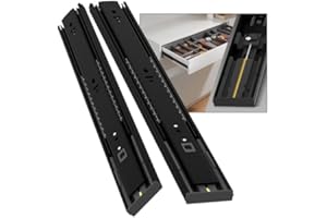 BAIDICE 1 Pair Soft Close Drawer Slides Rails 12 14 16 18 20 22 24 Inch 100 lb Load Capacity Side Mount Full Extension Cabinet Runner Self Slow Closing Ball Bearing Metal Dresser （Black,14inch）