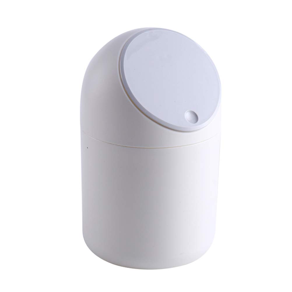 Macabolo Small Plastic Desktop Trash Can Push Button Waste Paper Bin Worktop Waste Paper Bin with Lids