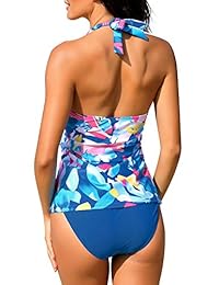Luyeess traje de baño de dos piezas con espalda abierta y cuello en V para dama