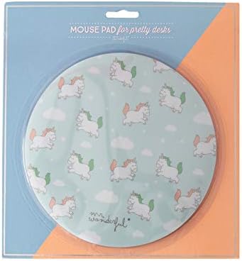 WONDEE Mr Wonderful Round Mouse Mat with Mini Unicronium Design on Sky Blue Background, Unicorns, Medium - Image 3