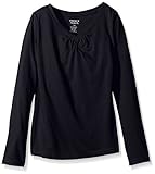 French Toast Big Girls' Long Sleeve V-Neck T-Shirt, Navy, L (10/12)