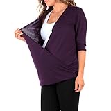 Women's Criss Cross Maternity and Nursing Wrap Tunic by Mother Bee and Rags and Couture Eggplant Purple,Medium