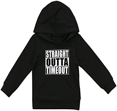 KIDSA 0-5T Baby Toddler Boys Girls Spring Fall Outfit Long Sleeve Straight Outta Timeout Shirt Casual Hoodie T-Shirt
