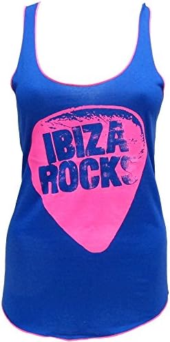 Ibiza Rocks: Neon Plectrum Women's Racerback Vest - Blue, XS - Extra Small