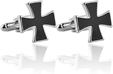 Mens Business Fashion French Shirt Cufflinks Enamel Cross Shirt Cuff Links (Black)