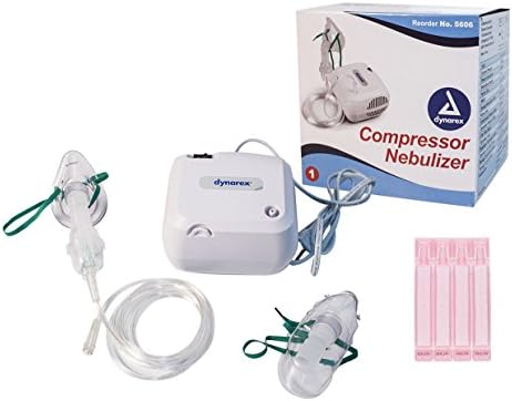 Dynarex Compact Piston Compressor with Adult and Child Mask Kits + 5 Saline Starter Pak