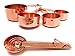 Copper Measuring Cup and Spoon Stackable Set of 9 with Four Measuring Cups and Five Spoons with Engraved Measurements in US and Metric
