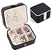 JL LELADY JEWELRY Small Travel Jewelry, Portable PU Leather Jewellery Case Two Layer Ring Box Earring Necklace Holder for Women Girls (Black)