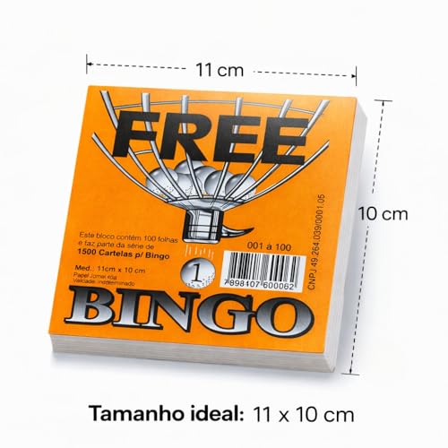 Mega Bloco Bingo Laranja 100 Folhas 1500 Combinações para Jogos | Premium