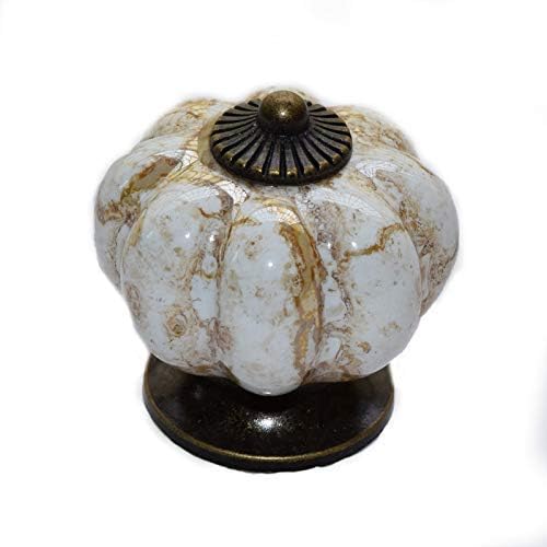 DIY Decor Hub-Set of 10 Vintage Brass Ceramic Pumpkin Knobs, Handles Pulls for Cupboards, Cabinet Dresser, Drawers, Kitchen Furnishings or Children Room