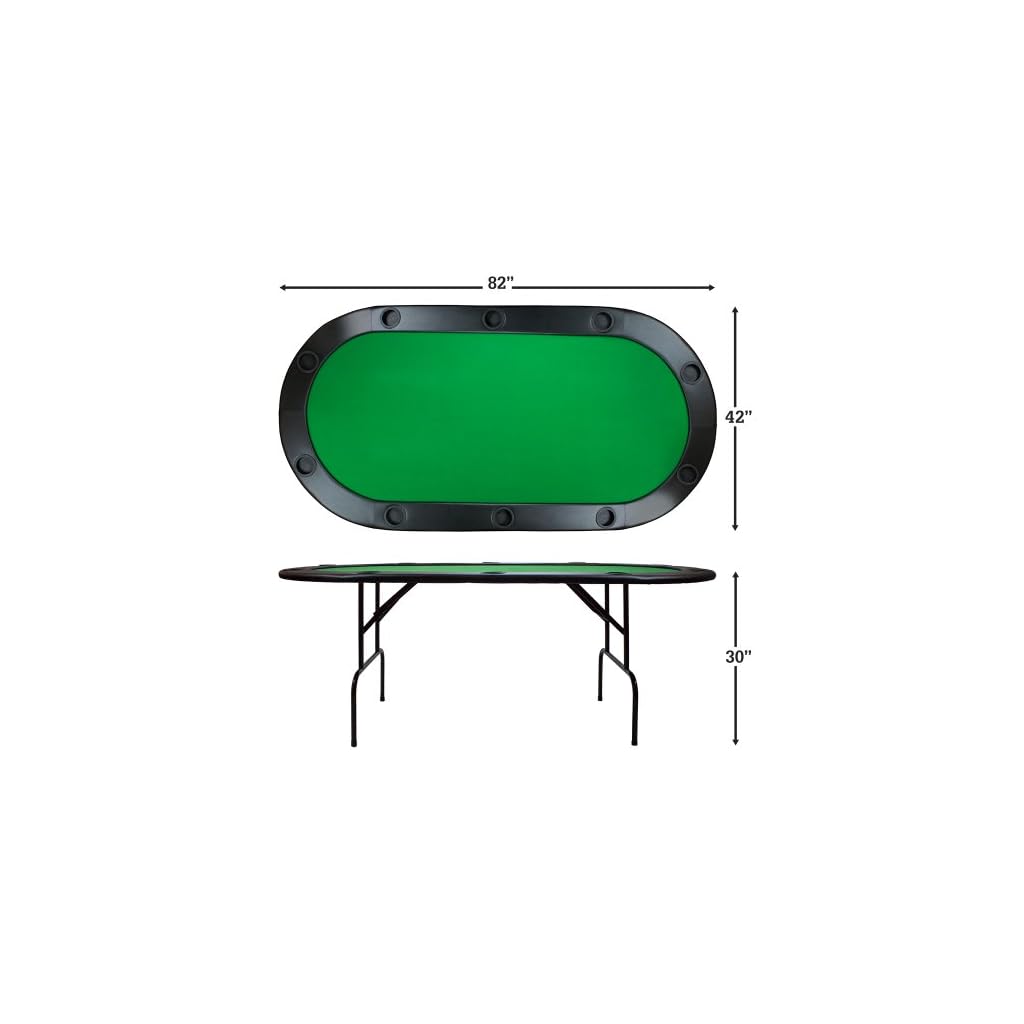 Brybelly Green Felt Holdem Poker Table with Cup Holders 82 x 42