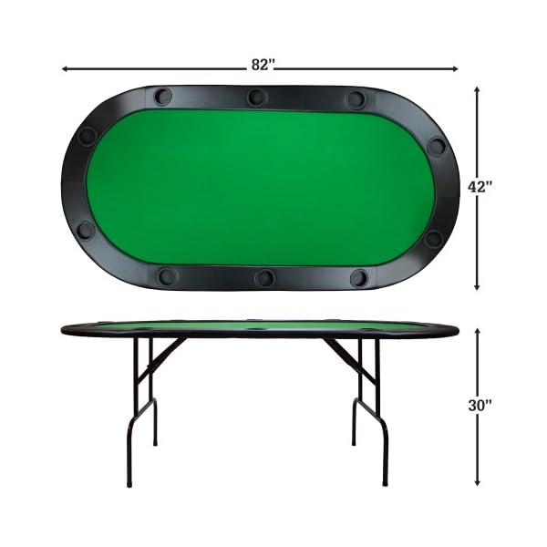 Brybelly Green Felt Holdem Poker Table with Cup Holders 82 x 42