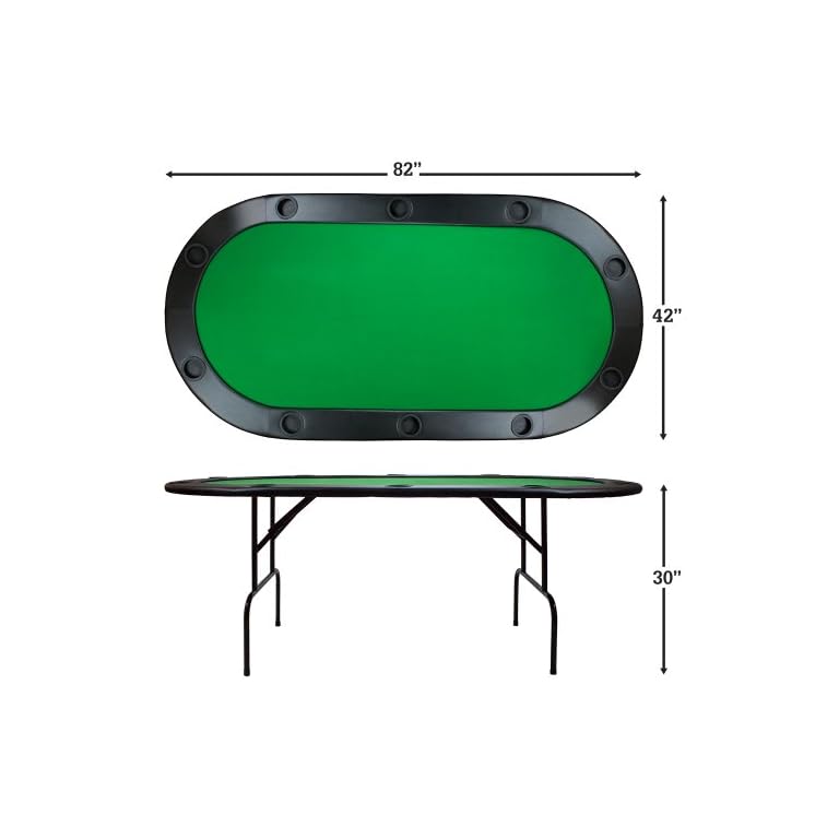 Brybelly Green Felt Holdem Poker Table with Cup Holders 82 x 42