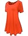JollieLovin Women's Short Sleeve Loose Fit Flare Hem T Shirt Tunic Top (Orange, 2X)