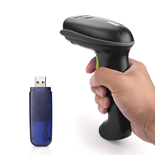 Wireless Barcode Scanner 433Mhz USB Handheld Bar Code Reader Scanners, Laser Automatic 1D Bar-Code Scanner with USB Receiver 328 Feet Transmission Distance for Warehouse Store Library Express