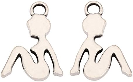 20 Sexy Lady Charms 13x10mm Antique Silver Tone for Bracelets Necklaces Earrings #mcz853