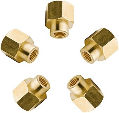 Vis Brass Pipe Fitting, Reducing Coupling, 3/8" NPT Female x 1/4" NPT Female Reducer Hex Coupler (Pack of 5)