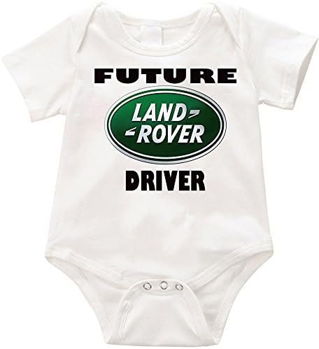 TallyWear USA Future Land Rover driver onesie Romper (3-6months, White)