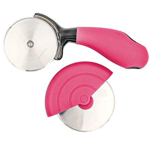 KITCHEN DETAILS 2Pk Premium Stainless Steel Easy to Clean Pizza Cutter Wheel Slicer w BPA Free Silicone Handle & a Traditional Premium Stainless Steel Pizza Cutter Wheel Slicer w Long Handle (Pink) - Thumbnail 7