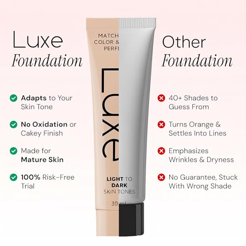 Luxe Changing Foundation for Light to Medium Skin Tone with Essential Brush Set – Smooth, Buildable Coverage – Includes Professional Makeup Brush for Flawless Application