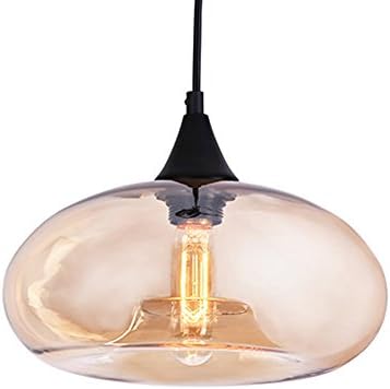 JEMMY HO Glass Pendant Light Amber Color Simple Modern Pendant Lamp Glass Hanging Lightings (Amber)