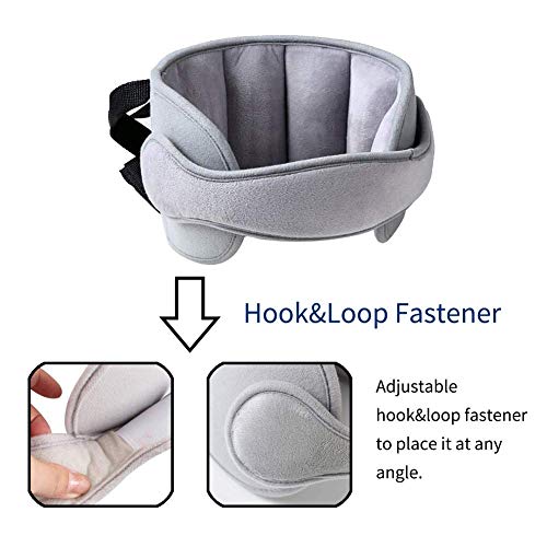 StoHua Baby Car Seat Head Support Band - Child Neck Relief Safe Sleep Positioner Toddler Car Seat Sleep Nap Aid Holder Band, Grey
