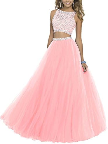 Lilibridal Two Pieces Prom Homecoming Dresses Jeweled Puffy Tulle Long Pageant Quinceanera Ball Gown 015