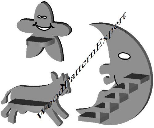 Star Moon Cow Shelf Set How-to Book; Paper Pattern Plan to DIY and Easily Build Cute Shelves